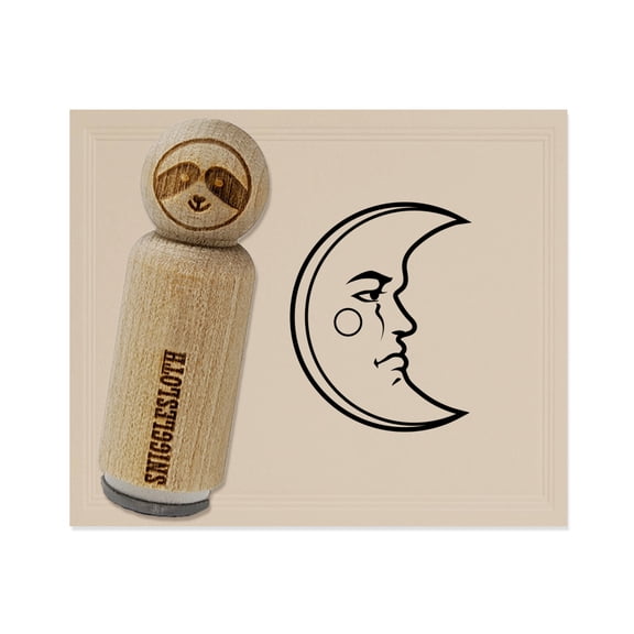 Heraldic Moon Face Rubber Stamp for Scrapbooking Crafting Stamping - Mini 1/2 Inch