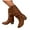 Brown, variant on Slouchy Cowboy Boots for Women Stacked Heel Pull on Casual Leather Round Toe Mid Calf Boots