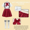 thumbnail image 6 of MSemis Kids Girls School Uniform Outfits Shirt Tops with Suspender Skirt and Bow tie Socks Full Set Type B Burgundy 7-8, 6 of 7
