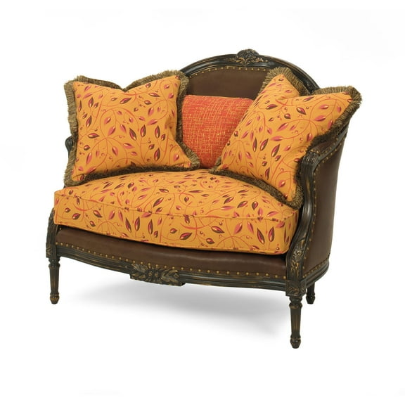 Traditional Chocolate Leather Settee by J Neal