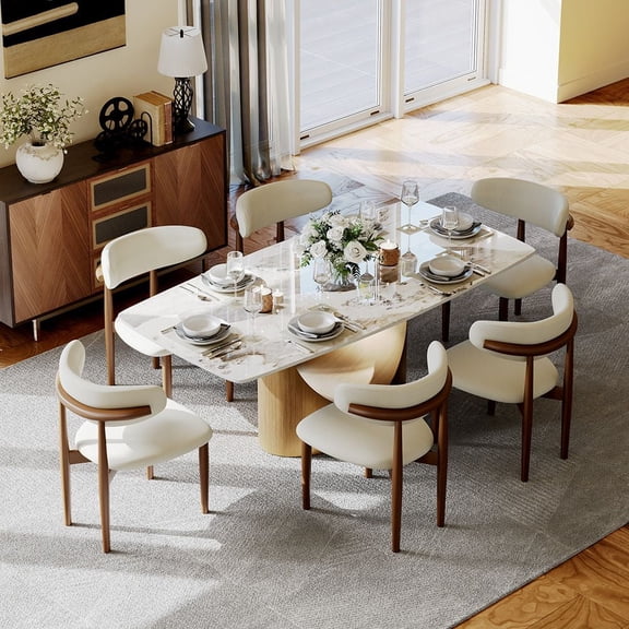 POVISON-71" Modern Minimalist Dining Table for 4-6, Hobart Gold Rectangular Glossy Sintered Stone Tabletop, Bronze Carbon Steel Base for Dining Room (Table Only)