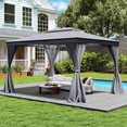 thumbnail image 4 of Costway 10 X 13 FT Patio Gazebo, Outdoor Double-Roof Canopy Tent with Mesh Netting, Gray, 4 of 10