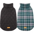 thumbnail image 2 of Kuoser Abrigo cálido para perros, chaqueta reversible para perros, impermeable, abrigo de invierno para perros, estilo británico, ropa para perros a cuadros, abrigos para clima frío, acogedor chaleco, 2 of 4