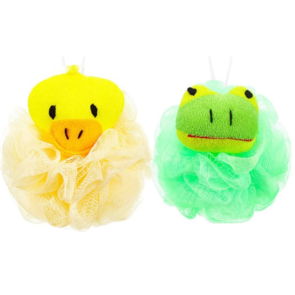 2Pcs Kids Baby Bath Sponge, Mesh Pouf Shower Sponge Soft Exfoliating