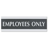 Headline Sign Century Series Office Sign EMPLOYEES ONLY 9 x 3 Black/Silver 4760