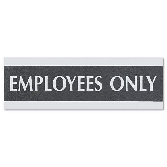 Headline Sign Century Series Office Sign EMPLOYEES ONLY 9 x 3 Black/Silver 4760
