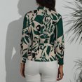 thumbnail image 4 of Camisa de manga larga con cinturón de cuello alto estampado ajustado para mujer Tops/camisas de cuello alto de manga larga Pompotops FGAJ22167, 4 of 7