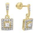 thumbnail image 1 of 0.45 Carat (ctw) 10K Yellow Gold Princess & Round Cut White Diamond Ladies Dangling Earrings 1/2 CT, 1 of 1