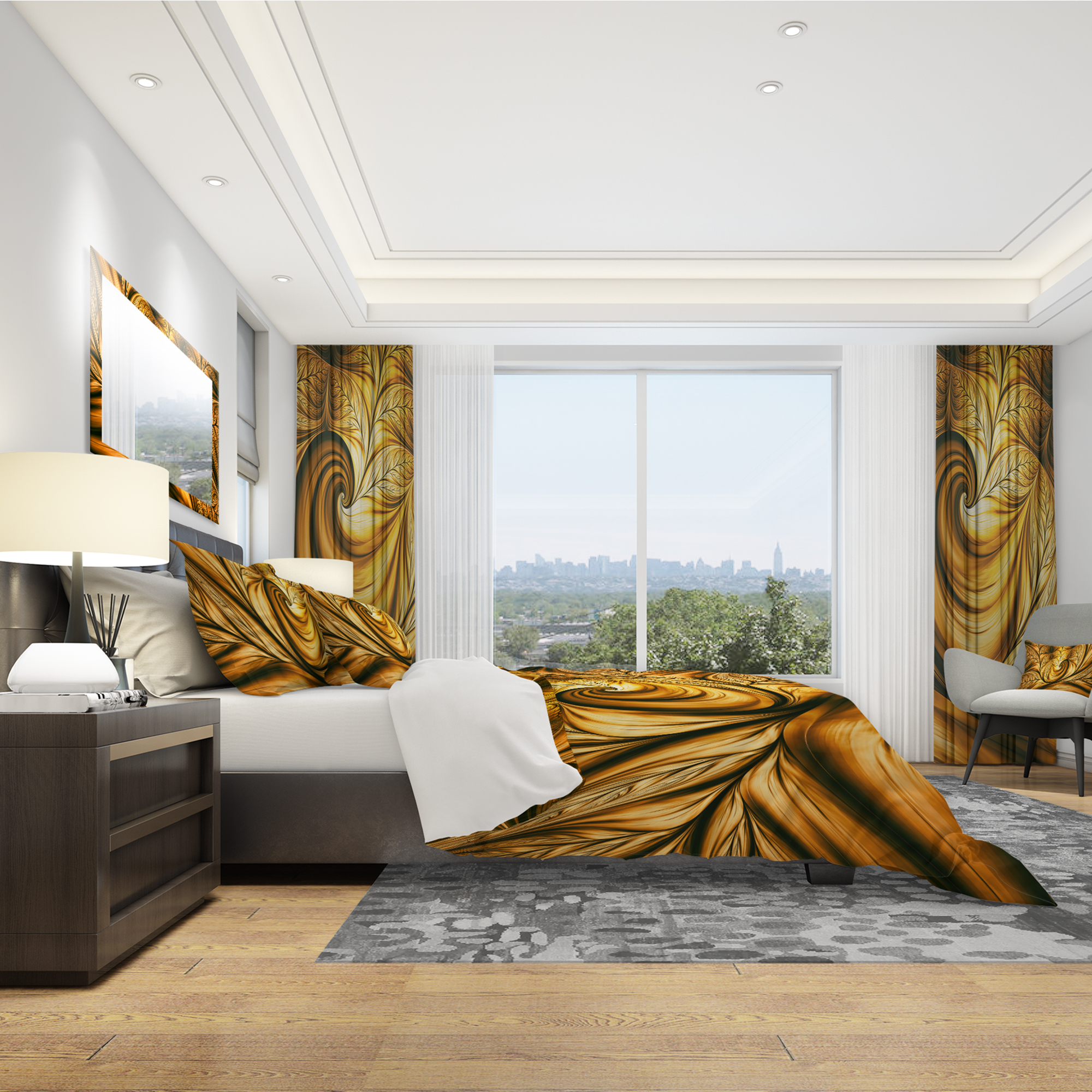 Designart 'Golden Dream Abstract' Modern & Contemporary Duvet Cover Set