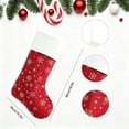 thumbnail image 3 of Red Christmas Stocking with Gold Snowflake Pattern, Soft White Plush Cuff Hanging Decor for Fireplace Mantel and Staircase, 3 of 7