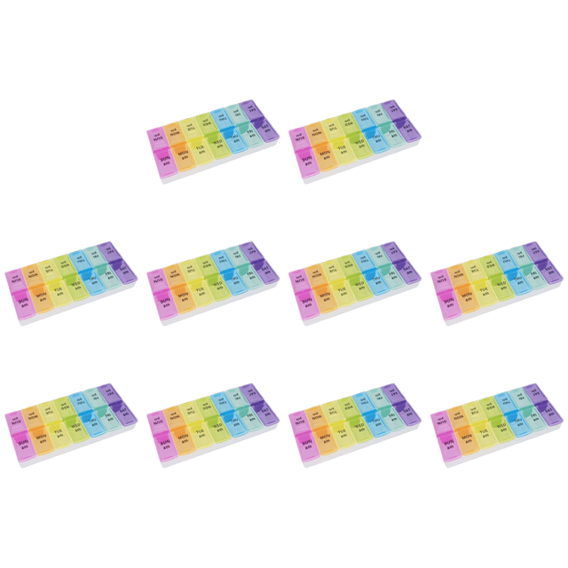 Likrtyny Pastillero Portátil para 7 Días Almacenamiento Pastillas 2 Veces Al Día (pequeño Y Colorido)