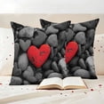 thumbnail image 3 of Red Love Heart Stone Outdoor Waterproof Pillow Covers, Mondern Abstract Art Stones Decorative Square Throw Pillowcase Sofa Cushion Sham for Patio/Couch/Chair, 18"x18" 2 Pack, 3 of 8