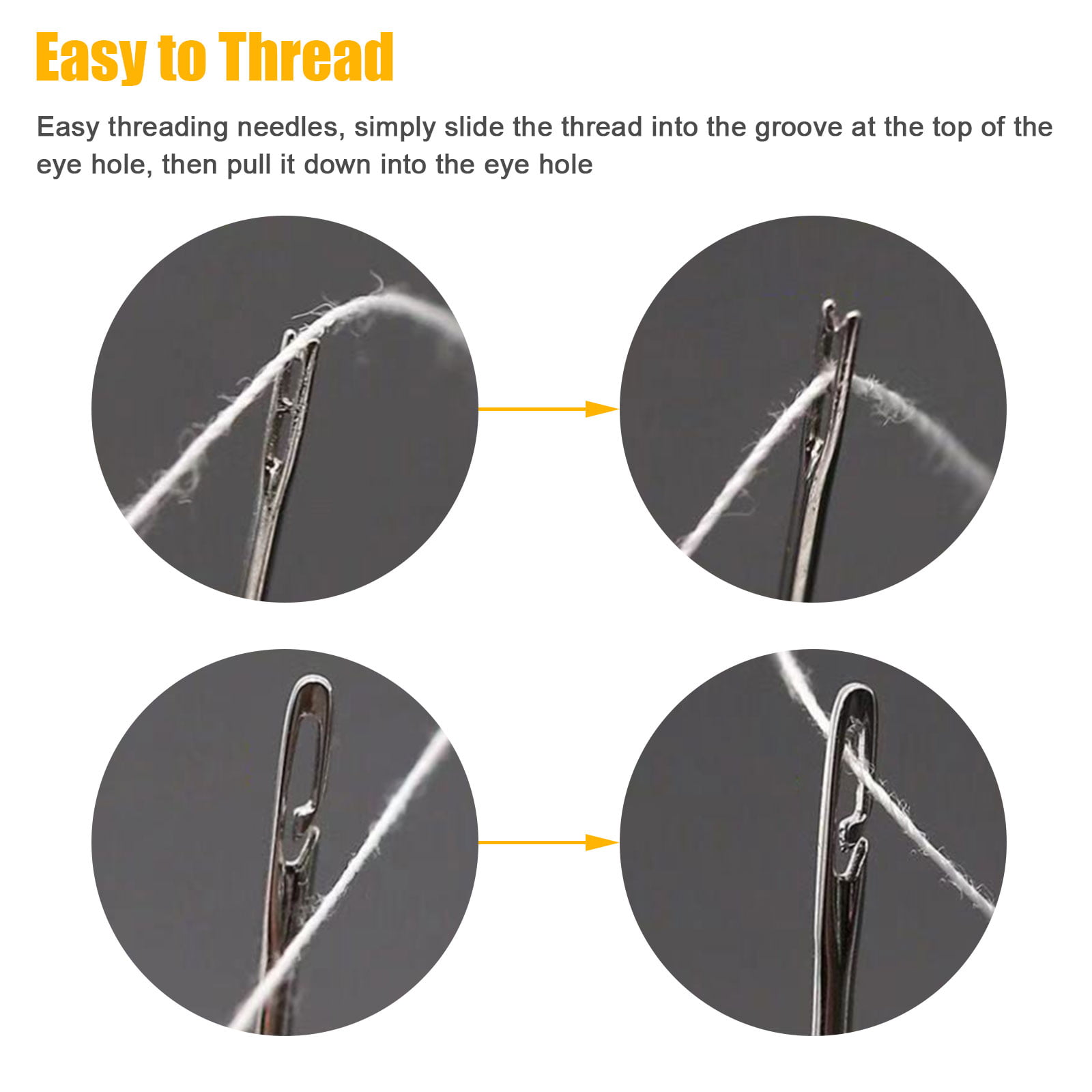 3 Self Threading Needles sewing Easy Thread Stainless Steel Needle