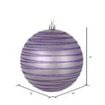 thumbnail image 2 of Vickerman 6" Lavender Candy Finish Ball Ornament with Glitter Lines, 3 per Bag, 2 of 3