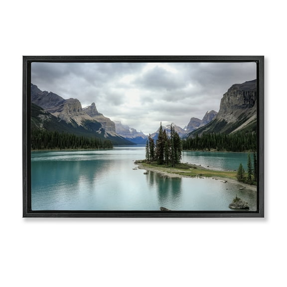 Stupell Industries Peninsula Vast Lake View Landscape & Nature Photography Black Floater Framed Canvas Art Print Wall Art, 25 x 17