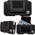 thumbnail image 1 of Professional Vegan Leather Horizontal Smartphone Holster Case (Black) with Belt Clip & Loop - fits Smartphones up to 6.1-inch iPhone XR / XS / X Galaxy S10e / S10 / S9 / J4 / J3 Pixel 3 / 2 G8 ThinQ, 1 of 9