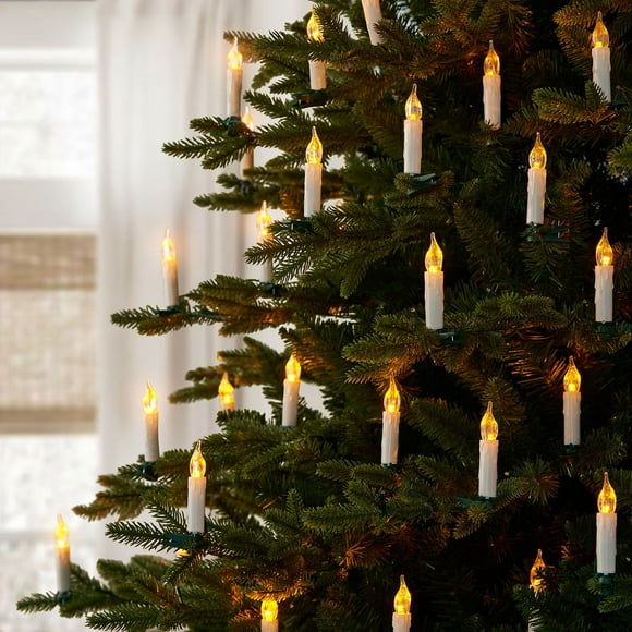 Member's Mark 50ct Flickering LED Candlestick Lights, 40.8' Lighted Length