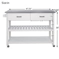 thumbnail image 6 of Clearance! Stainless Steel Table Top White Kicthen Cart With Two Drawers, 6 of 6