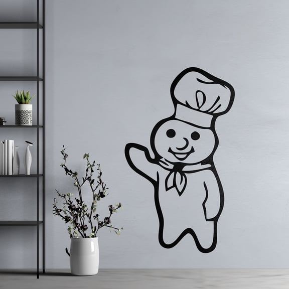 Doughboy Pillsbury Hello Wall Decal | Vinyl Adhesive Home Pantry Decorative Art Design For Bake Lovers Kitchen 20" x 25" Removable Bake Chef Mascot Sticker Decoration