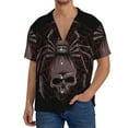 thumbnail image 3 of KLL Spider with Skull Print Men's Shirt Short Sleeve Button Down Summer Cuba Beach Shirts- Small, 3 of 7