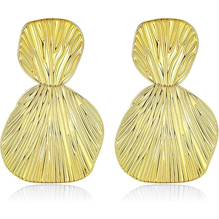 Leander Boho Gold Dangle Earrings for Women, 18K Gold Plated Floral Geometric Chandelier Earrings, Vintage Statement Hypoallergenic Lightweight Festival Jewelry Gift
