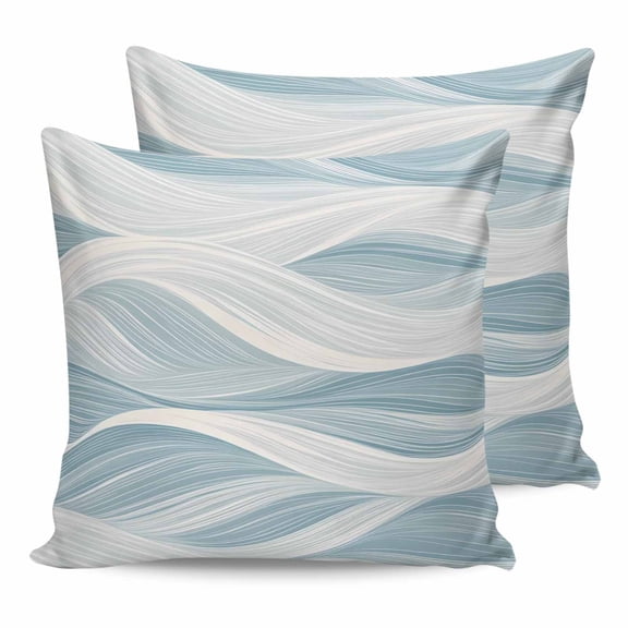 18x18 Pillow Covers Set of 2, White Blue Ombre Stripe Throw Pillow Covers Decorative Couch Cushion Case, Modern Abstract Moire Waves Microfiber Square Pillowcases for Bedroom Car Living Room