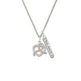 thumbnail image 2 of Delight Jewelry Heart Outline with Pink Ribbon Looping Through Silvertone Balance Bar Charm Necklace, 23", 2 of 4