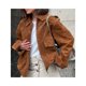 thumbnail image 5 of Chaqueta Vintage de Ante Sintético para Mujer, con Cremallera, Cuello de Solapa, Estilo Motero Corto. Marrón M, 5 of 8