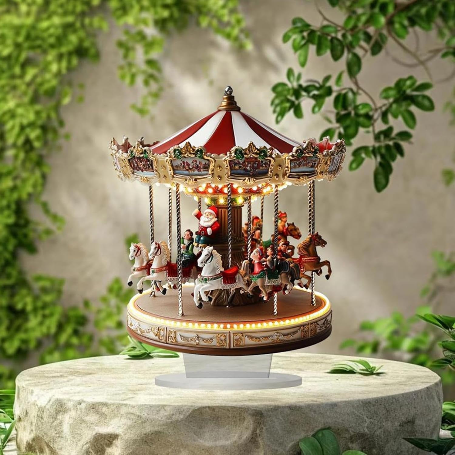 Carrousel De Noël En Acrylique 20x25 Cm - Décoration De Table, Village De Noël, Fêtes - 3