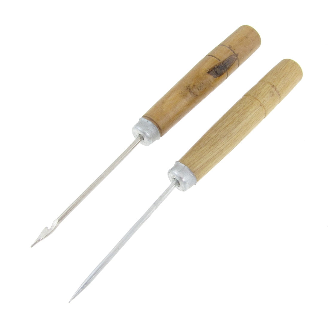 2 Pcs 5" Long Curved Needle Design Wood Handle Sewing Awl Kit Walmart