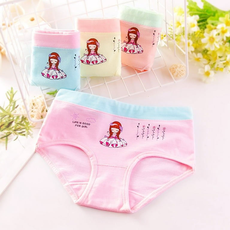 4pcs Comfortable Cotton Underwear For Girls Over 8 Years Old