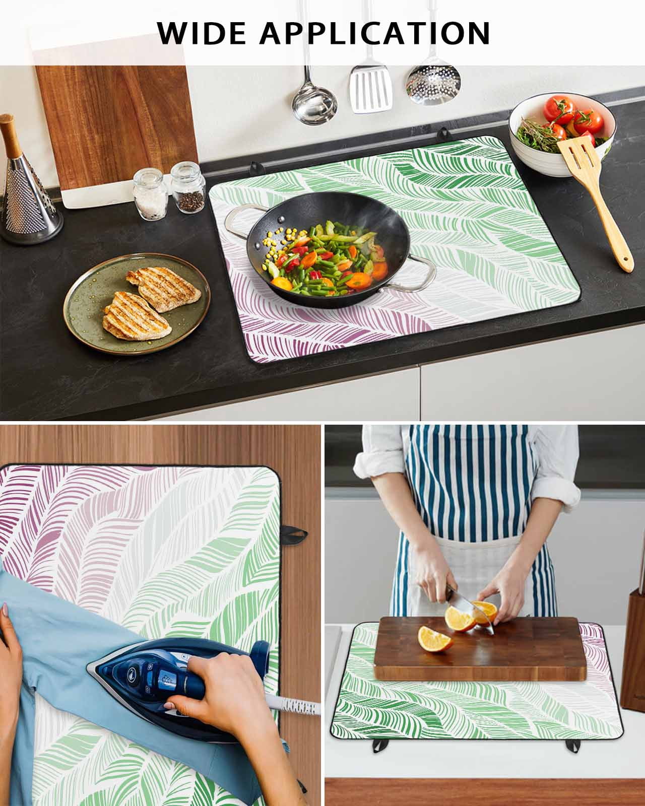 Large Induction Cooktop Protector Mat Ombre Green Pink Stove Top Covers for Electric Stove, Summer Coastal Ocean Sea Beach Wave Decorative Stove Burner Cover Mats, Glass Top Stove Cover