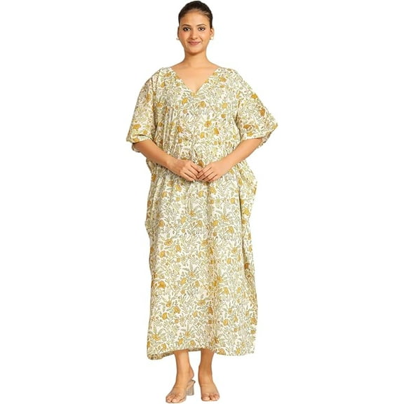 Cotton Kaftan for Women, Soft Cotton Kaftan Free Size Maxi Dress for Women