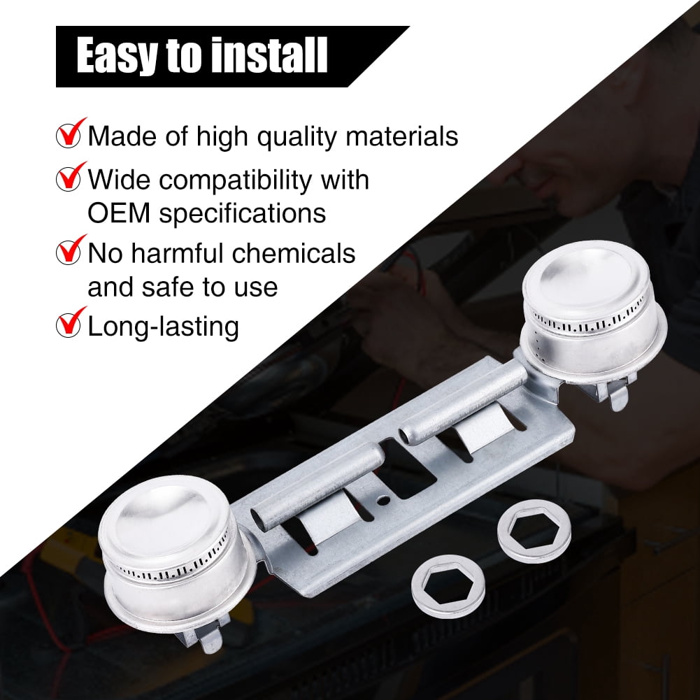 2 Packs WB16K10026 Double Burner Assembly Double Stove Top Burner Kit Compatible for GE Gas Stove, Replaces AP2633210 WB16K10003 WB29K17 868697