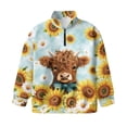 thumbnail image 4 of Uorisanigo Girls Half Zip Collar Sweatshirts Oversized Half Zipper Crop Tops Long Sleeve Cropped Pullover Hoodies for Teen Girl Fashion Fall Winter Clothing, Baby Highland Cow Sunflower, 4 of 7