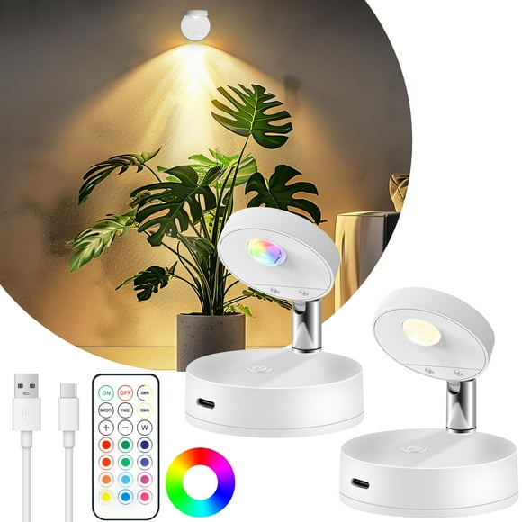 Spotlight Guankai LED recargable de 90 lúmenes, RGB, inalámbrico, x2