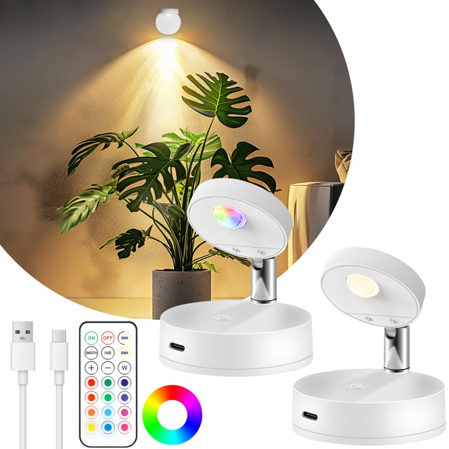 Spotlight Guankai LED recargable de 90 lúmenes, RGB, inalámbrico, x2