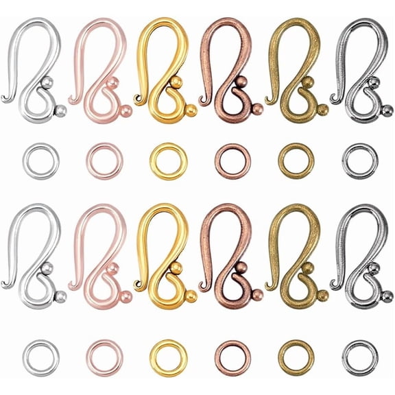 90 Sets 6 Colors S Clasps Necklace Clasp Bracelet Extender S-Hook Jewelry Connectors Closures with Jump Rings
