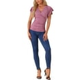 thumbnail image 2 of INSPIRE CHIC Faux Wrap Blouse for Women's Summer V Neck Ruffle Sleeve Casual Blouse Top XL Gray Purple, 2 of 6