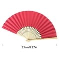 thumbnail image 2 of Yucurem 1 Pack Foldable Handheld Fan, Chinese Folding Fan for Women, Solid Bamboo Paper Fans for Wedding Guests, Dancing, Party Favors (Red), 2 of 8