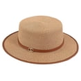 thumbnail image 4 of Sombrero de paja tejido con protección solar para mujer, sombrero de ala corta a la moda para mujer caqui, 4 of 9