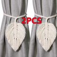 thumbnail image 1 of 2/1PCS Leaf Macrame Curtain Tie Backs Hand-Woven Cotton Tassel Curtain Straps Tie Decorative Accessories Living Room Boho DecorBeige-B2PCS He Qiyong unisex, 1 of 1