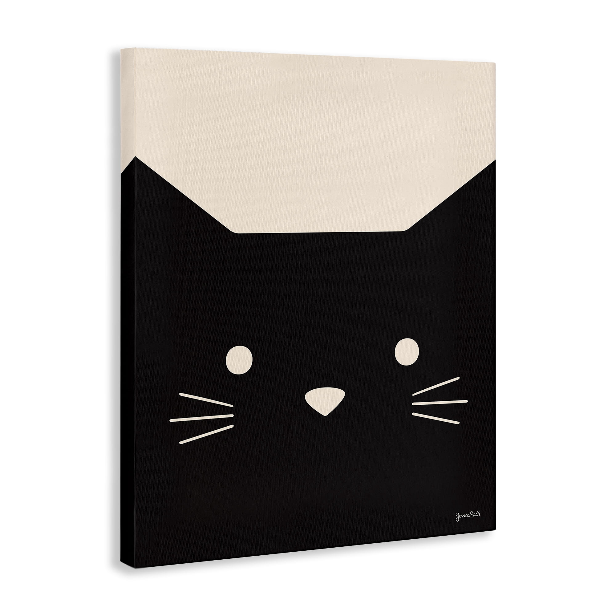 Stupell Industries Black Cat Close Up Animals Painting Wrapped Canvas Art Print Wall Art, 30 x 40