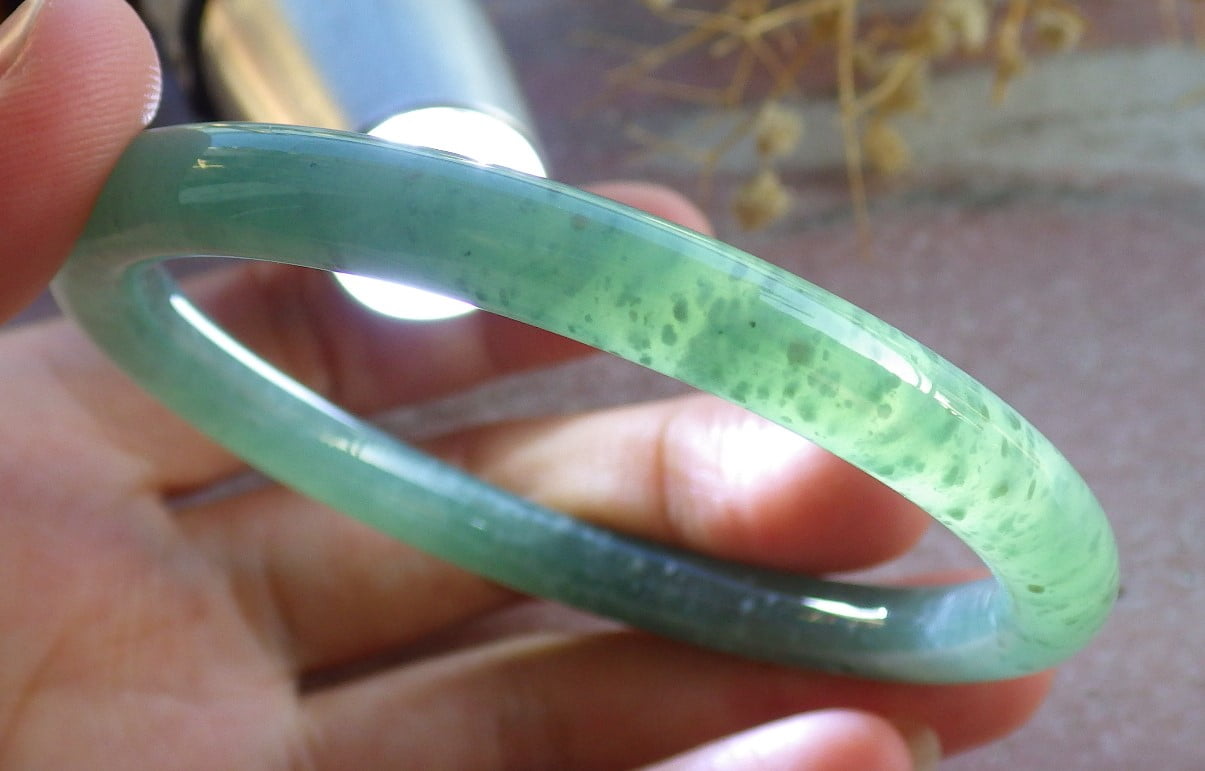 Icy Green Natural A JADE Jadeite Circle Bangle Bracelet 58 mm 685151 TN