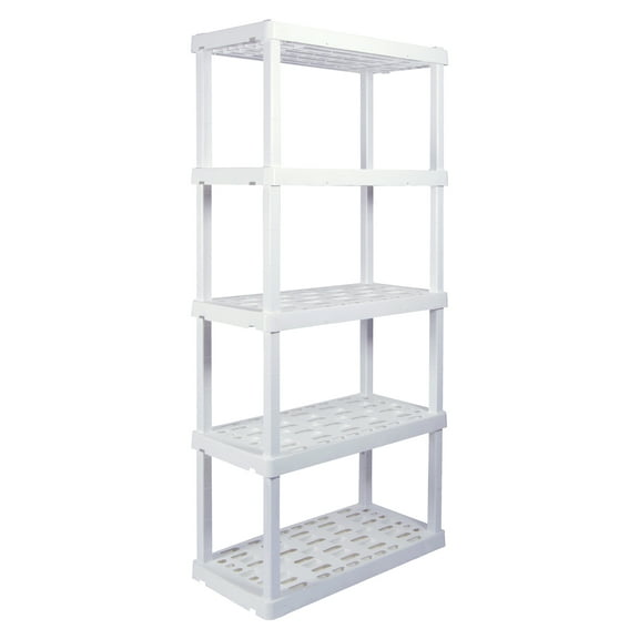 Hyper Tough Plastic Shelving Unit Storage Shelf 5-Tier 74"H x 36"W x 18"D 750 lbs Total Capacity