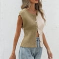 thumbnail image 5 of Stichou Sweater Vest for Women Tops Color Block Button Down 2026 Spring Summer Sleeveless Going Out Blouses Crew Neck Knitted Shirt Green L, 5 of 7