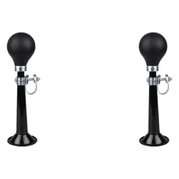 Eigraketly Bicicletas Metal Air Horn Bike Hooter Electroplate Bugle Sonido fuerte Silicona Squeezing Bulb Ring Tonking Bell Black Negro 2Conjunto