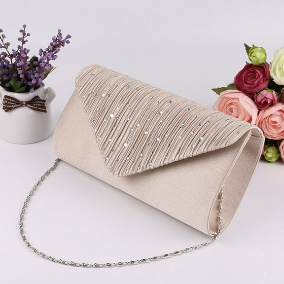 KONTONTY Women Bag High-end European American Style with Diamond Tiled Dinner Bag Handbag (Apricot Color)