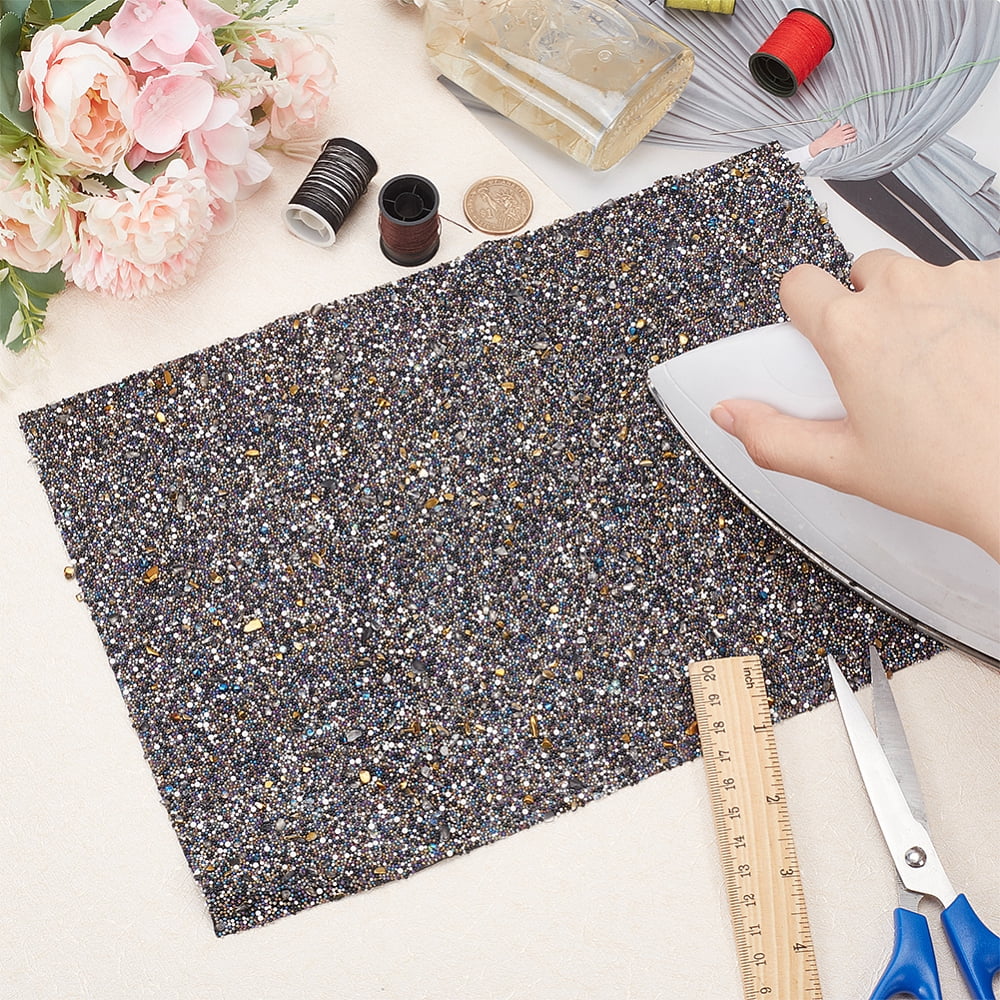 Hotfix Rhinestone Sheet Resin Stone Chips Seed Beads Trim for Garment Bag Shoe Rectangle Black 210x315x2.4mm