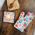 thumbnail image 5 of Pioneer Flower Kitchen Oven Mitt and Pot Holder Sets 2 Pcs for Baking, Cooking and Grilling, Heat Resistant Up To 392 °F, 5 of 7